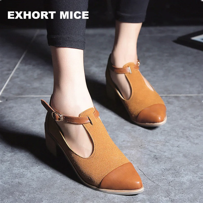 melhor 2018 Do Vintage Oxford Sapatos Mulheres Dedo Apontado Cortar Calcanhar Med Patchwork Senhoras Fivela Sapatos Flats