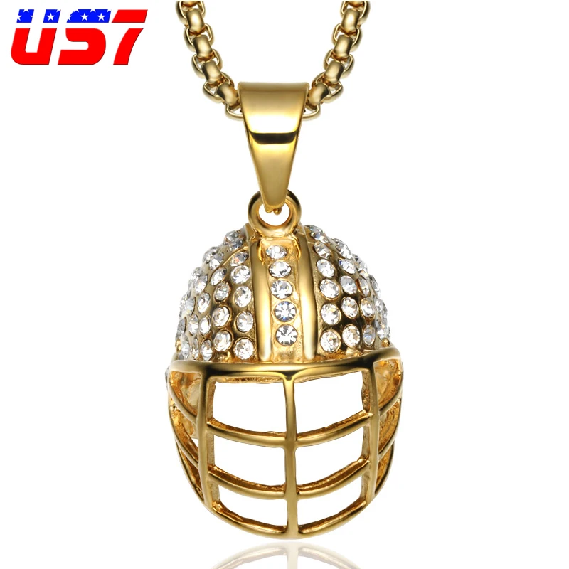 US7 хип-хоп Iced Out Bling нержавеющая сталь Спартан воин подвеска в виде шлема ожерелья