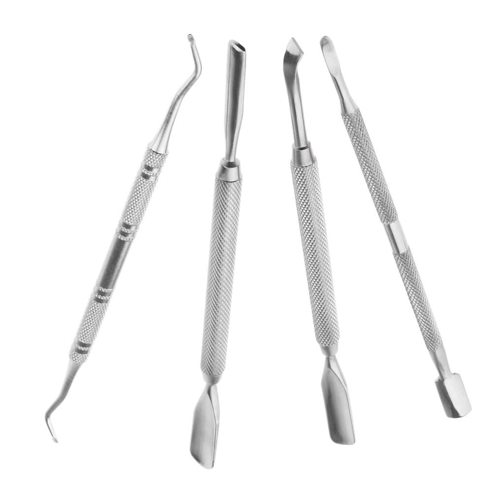 

4 Pcs/Set Professional Nail Art Cuticle Pusher Gel Remover Stainless Steel Manicure Pedicure Tools for Painless Nail Art
