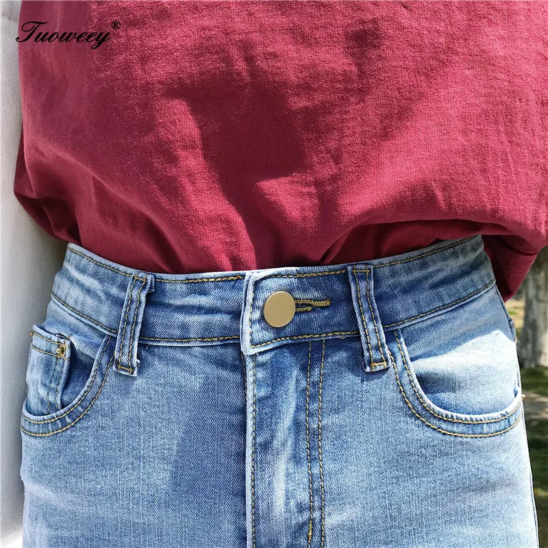 Отверстие Рваные джинсы сексуальные Для женщин Boyfriend Denim Винтаж с эластичной резинкой на талии, с Повседневное брюки женские, тонкие узкие женские укороченные брюки больших размеров Брюки