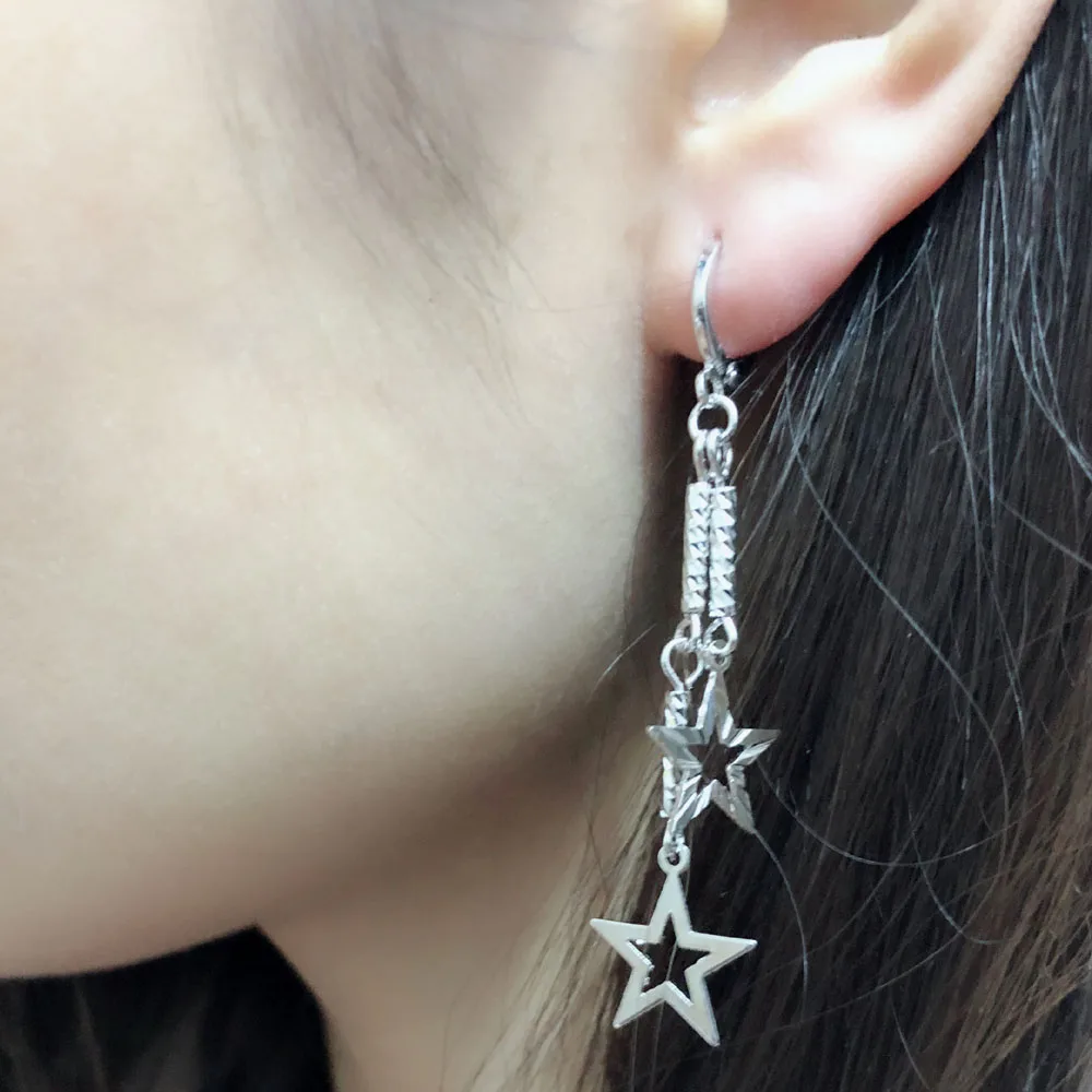 

Women Pentacle Long Earings Dangle Earrings Boucles D'oreilles Bijou Pendientes Largo Orecchini Donna Ohrringe Kupe Oorbel E3302