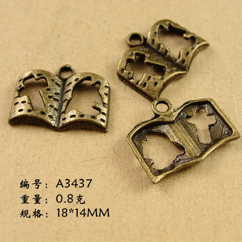 18*14MM retro cross religious Book Bible charm for bracelet, DIY
