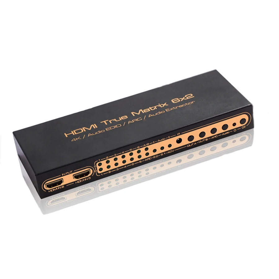 HDMI матричный 6x2 4 К x 2 Переключатель Splitter конвертер Поддержка PIP 3D V1.4 с аудио