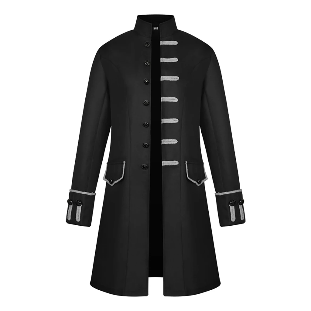 Men's Victorian Frock Coat Gothic Steampunk Jacket Vintage Tailcoat Cosplay Drama Playing Costume Overcoat