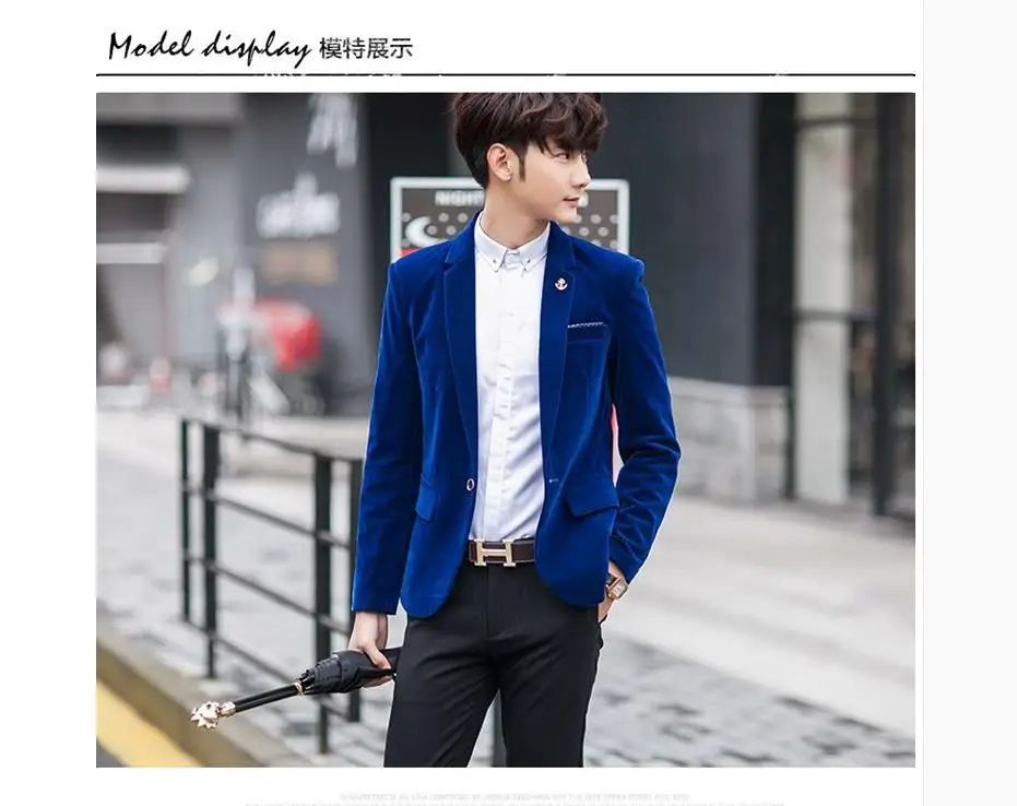 

2018 spring suit male brief teenage slim outerwear solid color regular style trend of the suit