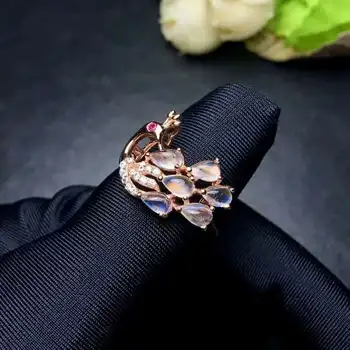 

Fidelity Natural 3*5mm moonstone Rings s925 sterling silver Phoenix fine Jewelry for women party Natural blue gemstone