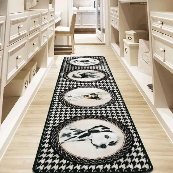 

Retro Houndstooth Dog lovely Kitchen Mat printed Entrance/Hallway Doormat Carpet for Living Room Parlor bathroom Rug bed blanket