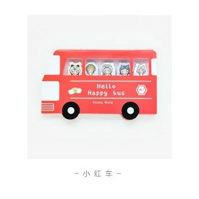 Creative Kawaii Bus Memo Pad Sticky Notes Cute Diary Decoration Planner Stickers Notepad Office School Stationary Supplies 01930 - Цвет: Red