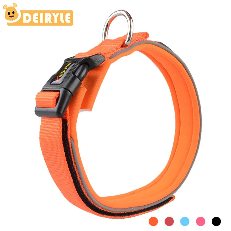 

Solid Colors Adjustable Nylon Pet Collar 3M Reflective Dog Training Collar Padded Premium Quality Extra Comfort Sports Collar