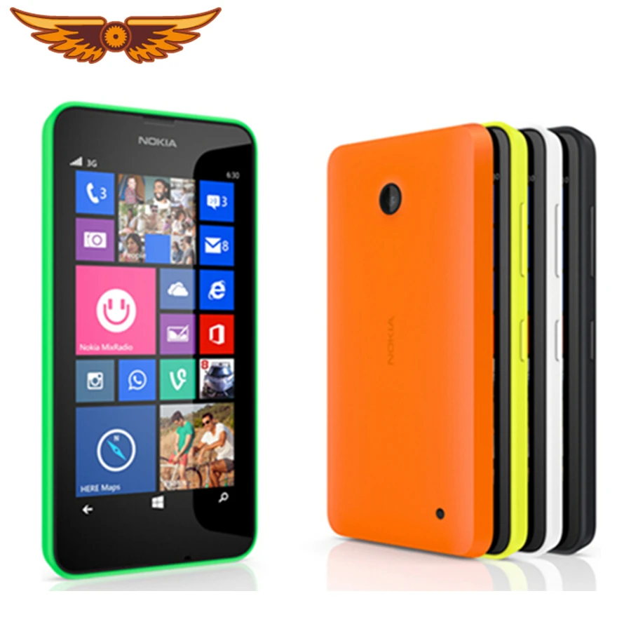 Original Unlocked Nokia Lumia 630 Cell Phone Windows OS Single sim cards 8GB Storage 5.0MP camera 4.5 IPS screen Free shipping refurbished samsung