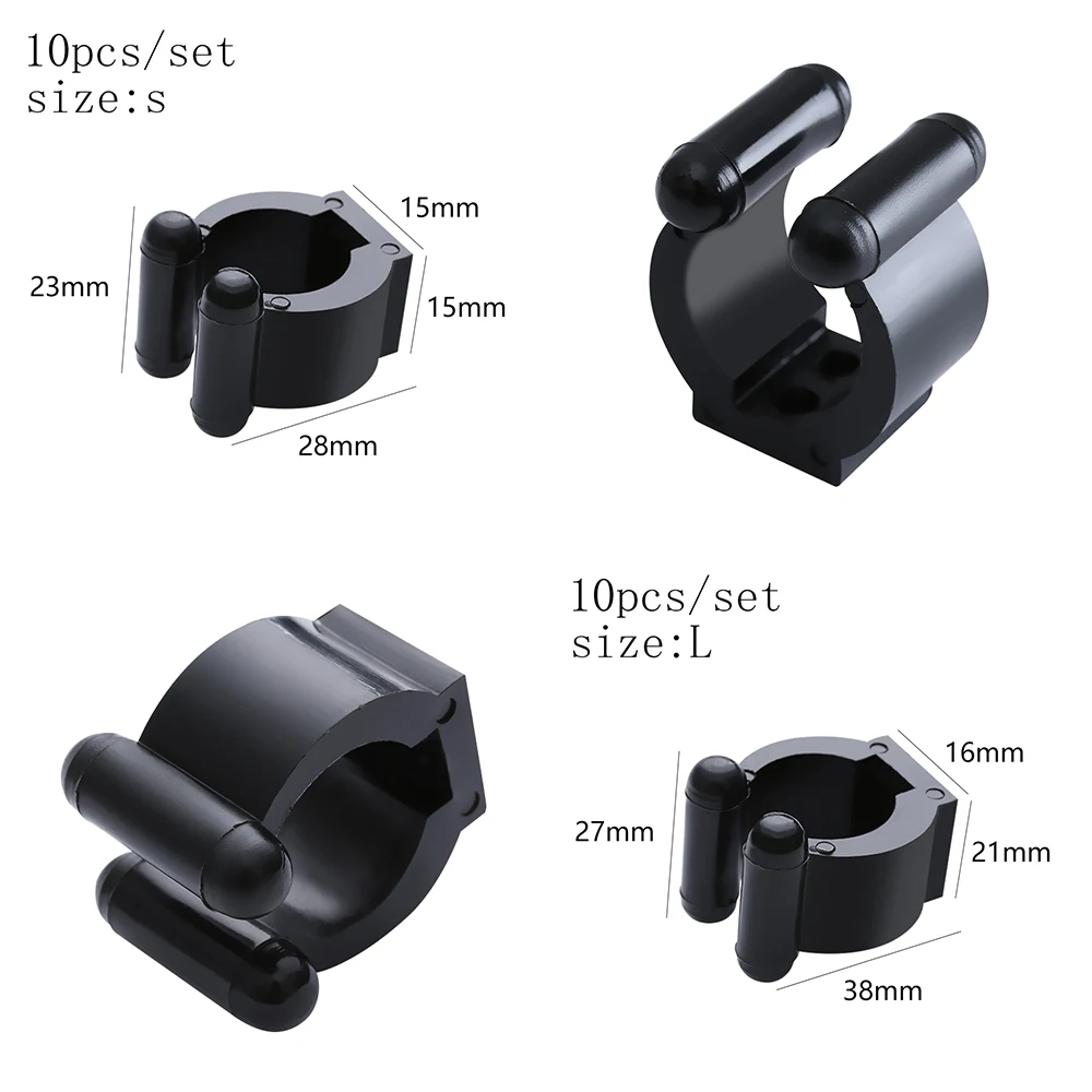 10Pcs S/L Plastic Black Fishing Rod Holder Regular Standard Fishing Rod
