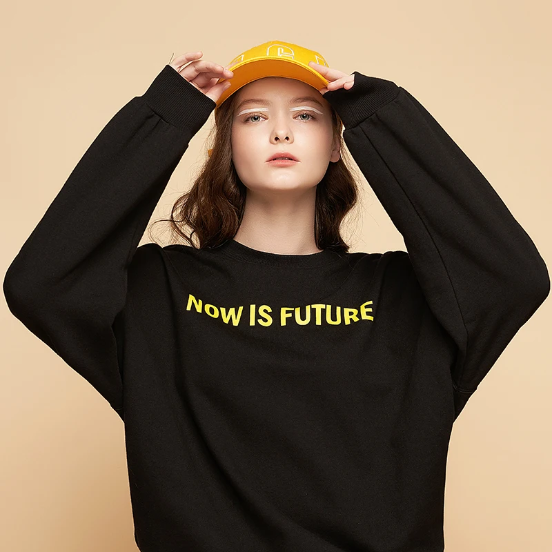  Toyouth Women Sweatshirts Loose Hoodies 2019 Autumn Casual Letters Print Long Sleeve Pullovers Tops