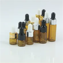 10 unids/lote 1ml 2ml 3ml 5ml portátil ámbar aromaterapia Esstenial botella de aceite con cuentagotas de vidrio Mini botella vacía con cuentagotas