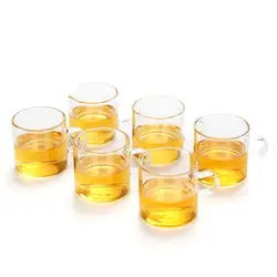 Толще прозрачные чашки маленький рот чайная чашка кунг-фу чайный сервиз термостойкого стекла 6 штук