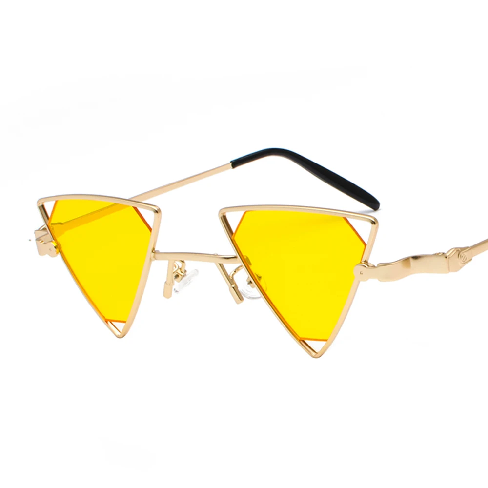 Peekaboo треугольные солнечные очки Женские винтажные панк металлическая оправа Розовые Желтые Черные Красные солнцезащитные очки для мужчин вечерние украшения