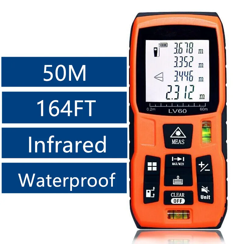 

50M 164FT laser distance meter rangefinder laser tape range finder Measure Area/Volume High precision infrared measuring ruler