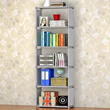 Simple home modern style non-woven fabric free assembly fashion furniture livingroom decoration multi-function 7 layer bookshelf