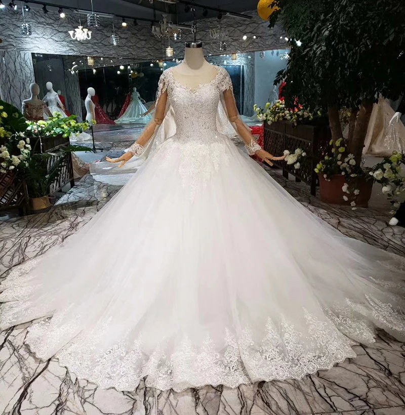 WONDMOND vestido de noiva v-образным вырезом одежда с длинным рукавом бальное платье c аппликациями кружевные свадебные платья Роскошные свадебные