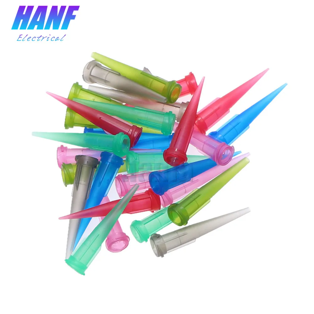 

30pcs 6Color Tapered Tips Solder Paste Adhesive Glue Dispensing Needle Plastic Conical Tapered Tips 14-25GA 1.25" Length