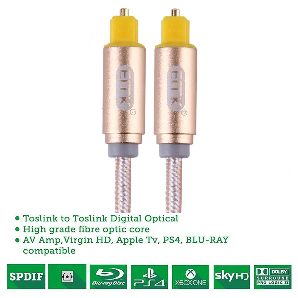 Новый 2 м 6 фута Цифровой оптический аудио кабель Toslink S/PDIF шнур от EMK|toslink cable|digital