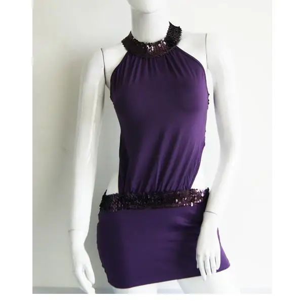 Púrpuras atractivas Mini pequeño vestido corto mujeres moda Verano de Color sólido Halter visten la Ropa 3154 Púrpuras atractivas Mini pequeño vestido corto mujeres moda Verano de Color sólido Halter visten la Ropa 3154