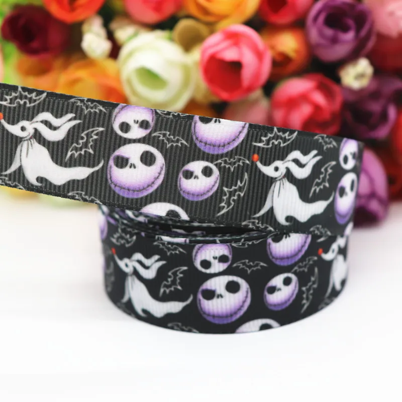 10 Yards 7/8''(22MM) Halloween Printed Grosgrain Ribbons For Hair Bows DIY Handmade Materials Y19071901