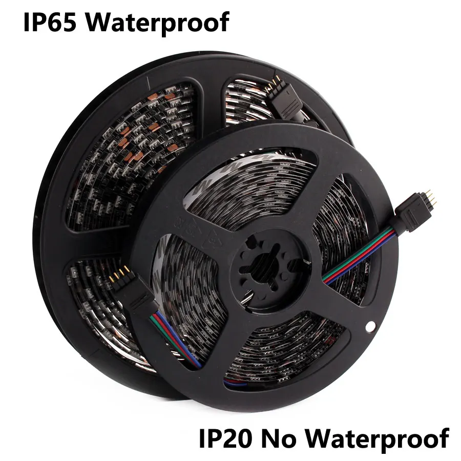5050 Светодиодная лента 12 в RGB цветная Водонепроницаемая DC В неоновая лампа 5 м IP20 IP65