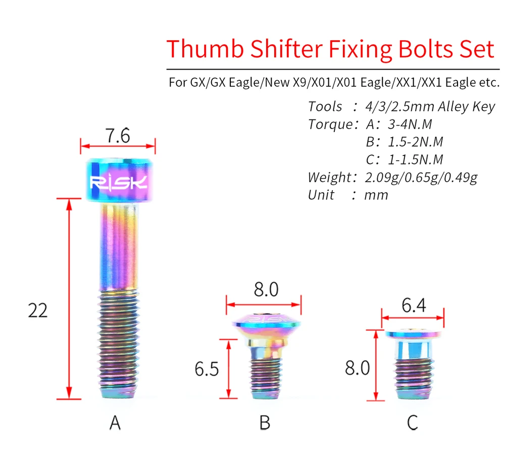 6 шт. Risk titanium SRAM переключатель рычага крепления болтов блок MTB велосипеда Sram Выделенные фиксированные винты для GX X01 XX1 Орел/ X9
