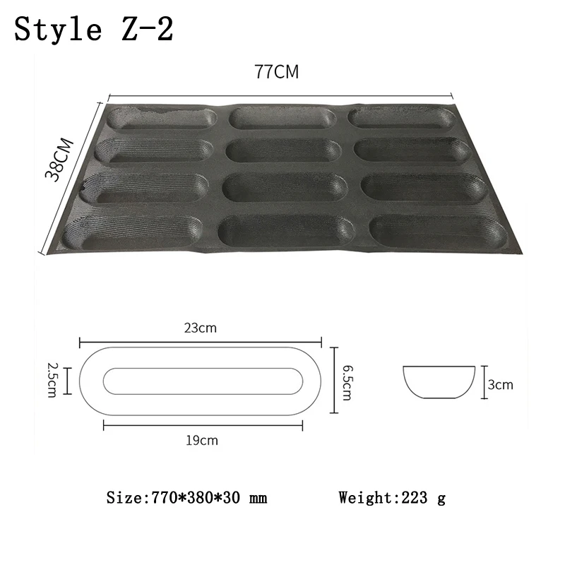 Meibum, силиконовая форма для хлеба из стекловолокна, различные формы, багет, Eclair, длинная форма в виде гамбургера, черный пористый антипригарный инструмент для выпечки - Цвет: Style Z-2