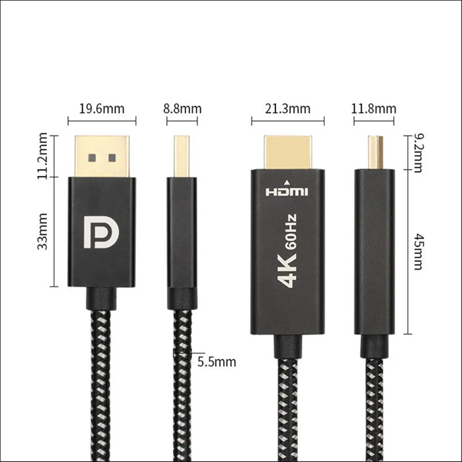 2 м Дисплей Порты и разъёмы HDMI кабель DP to HDMI к HDMI 2,0 адаптер для проектора Дисплей Порты и разъёмы 4K 60 Гц аудио конвертер черный, белый цвет тесьмы