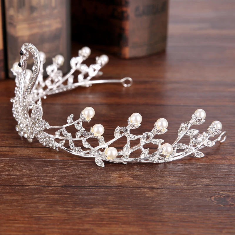New-Hair-Jewelry-Swan-Style-Silver-Crystal-Pearl-Bride-tiara-Crown-For-Wedding-Hair-Jewelry-Accessories (2)