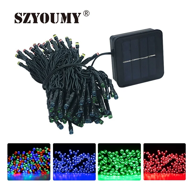 

SZYOUMY Solar Led string light 12M 100LED RGB single color Decoration Light for Christmas Garden light Holiday Led String 60sets