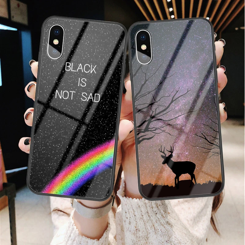 

Luxury Mirror Tempered Glass +TPU Silicone Cases for iPhone X Disneys Phone Case For iPhone 6s 6Plus 7 8 Plus XS Max XR Coque