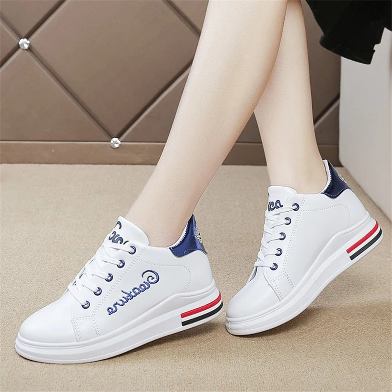 

Women Shoes Autumn New Increase Women Shoes Lace Up Casual White Shoes Thick-soled Wedges For Women Sneakers