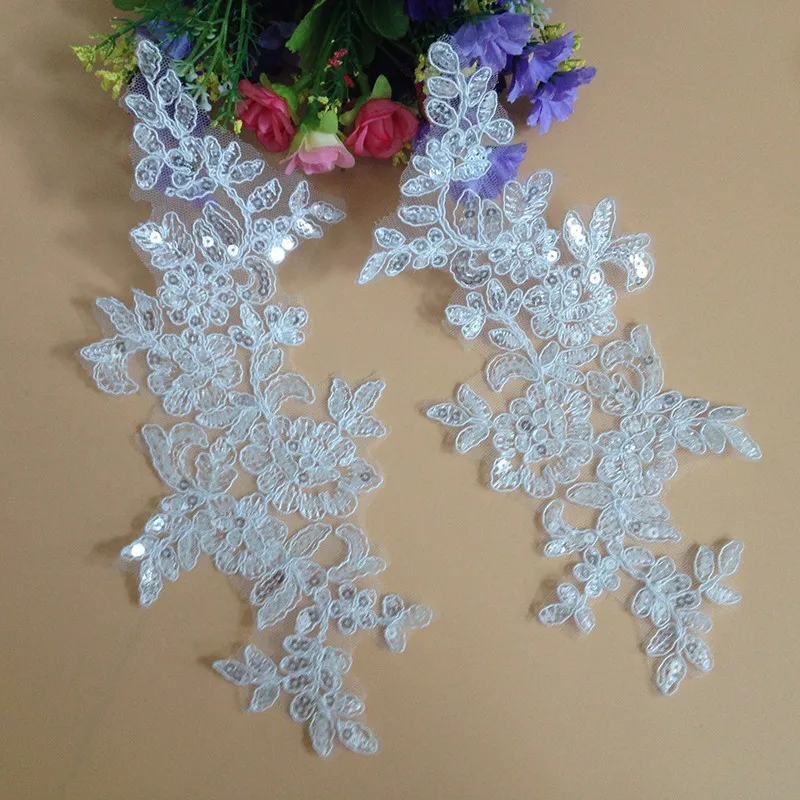 

10Pieces Glitter Lace Appliques Embroidery Lace Flower Motif Wedding Dress Lace Trim Patch DIY Bridal Headdress French Fabric