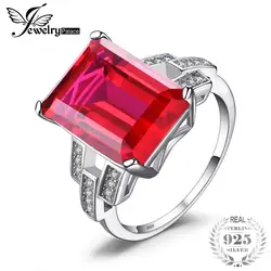 Jewelrypalace роскошный Изумрудный Cut 9.2ct создан красный рубин коктейльное кольцо стерлингового серебра 925 Серебряные ювелирные изделия для Для