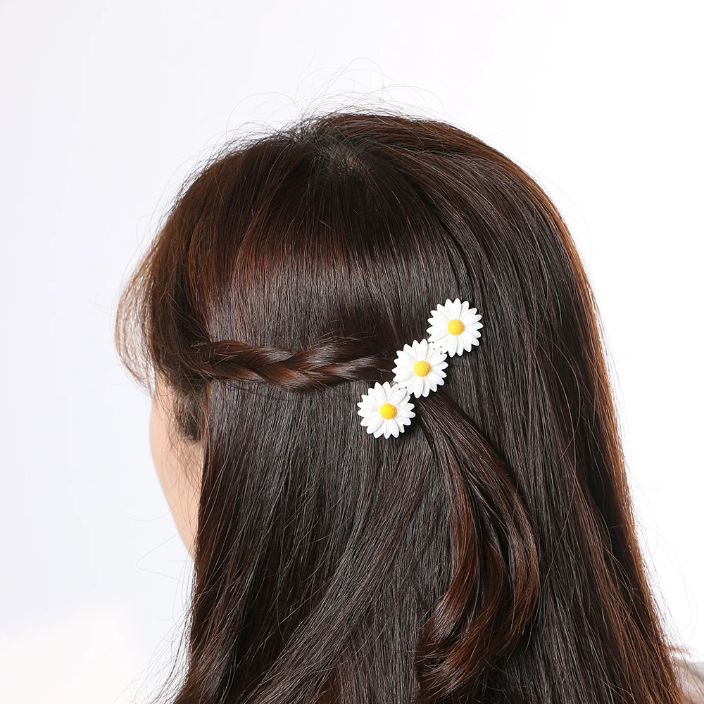 headbands for women 2Pcs Rope Bands HairPins Ponytail Cute Daisy Flower Hair Clip Fashion Elastic Hair Ring Woman Girls Kids Holder Hair Accessories flower hair clips