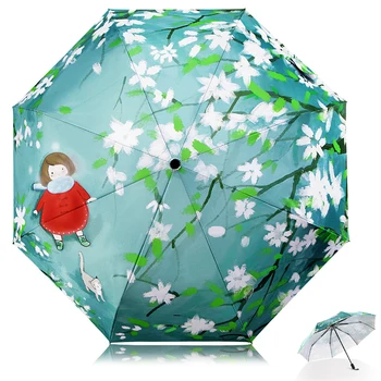 

Retro Pattern Beautiful Painting Women Flower Umbrella Sunny And Rainy Umbrella Women's parasol paraguas plegable XYTQ-40