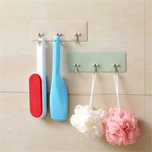 ABFP Home Strong Paste Seamless Hook Nail-Free 3 Even Hook Kitchen Bathroom Sucker Paste Wall Towel Brush Scissors