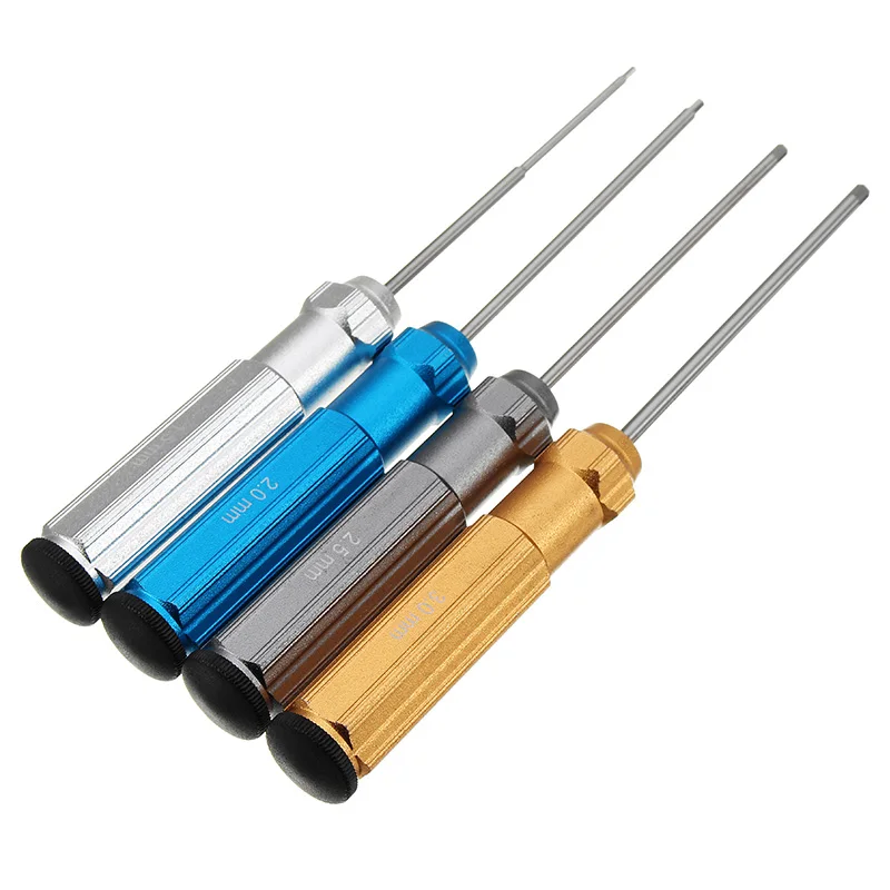 

High Quality Equipment YZ-009 4pcs 1.5/2.0/2.5/3.0mm Hexagonal Steel Screwdriver Tool Set Colorful Handle For RC Model