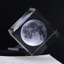 3D Laser Engraved Moon Crystal Cube K9 Crystal Craft Sphere Home Decor Ornament Globe Birthday Gift Decoration Accessories