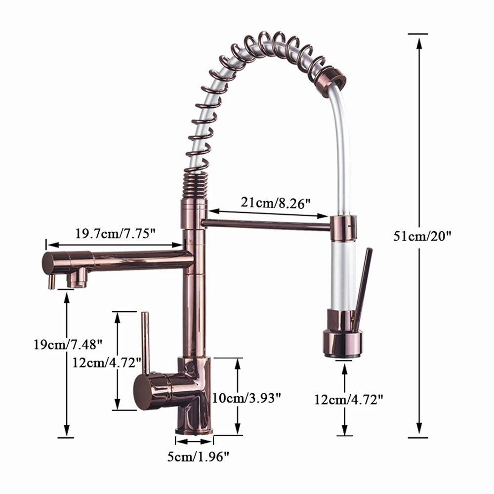 Стильный кухонный пружинный кран розового, золотого и черного цветов с двумя носиками, смеситель для воды с одной ручкой, кухонный смеситель с вращением на 360 градусов