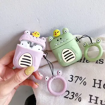 

Dinosaur Pattern Soft Silicone Protective Cover for Airpods 1/2 Fashion Shockproof Case Skin Shell with Lanyard Charging Box