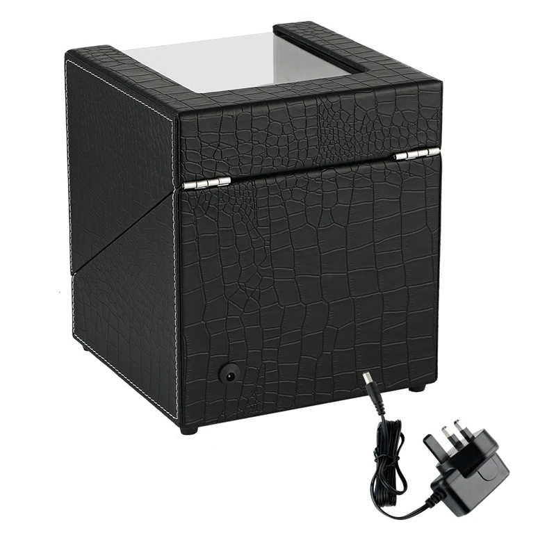Crocodile Automatic Watch Winder Lacquer Glossy Black Carbon Fiber Double Watch Winding Box Quiet Motor Storage Display Case Box