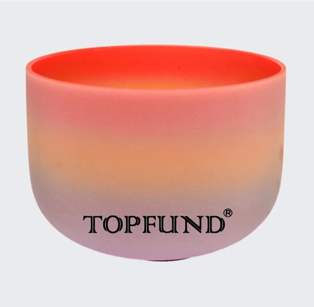 

TOPFUND Frosted Quartz Crystal Singing Bowl Rainbow Color D Sacral Chakra 8",O ring and Mallet included,For Meditation