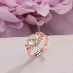 Натуральный Кольца с полудрагоценными камнями для Для женщин Fine Jewelry 100% серебра 925 8*7 мм Пренит Овальный зеленый кольца, свадебные