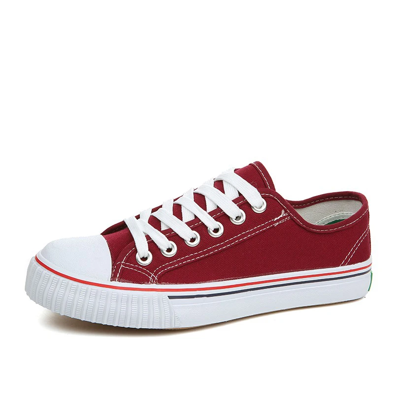 MCCKLE/Для женщин на плоской подошве холщовая Обувь Кеды Повседневное, на шнуровке, с подошвой из вулканизированной Мягкая; удобная женская обувь; оригинальная обувь на платформе; обувь осень - Цвет: Красный