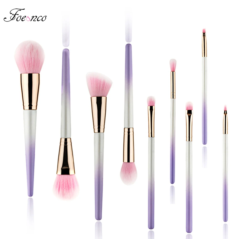 

Pro 9pcs makeup brushes Gradient color powder blush foundation eyeshadow Kabuki make up brush set cosmetic brush Tool kits