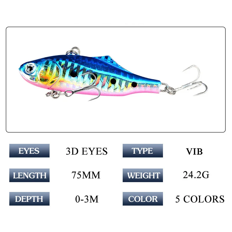  Whole 5 Color Sinking Vib Fishing Lok Ken Minnow Artificial Bait Vibration Winter Ice Full Swimming