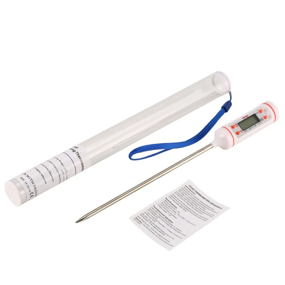 

Digital Cooking Thermometer with Long Probe for Kitchen Water Milk BBQ Smoker C/F Data Hold Temperature Tester